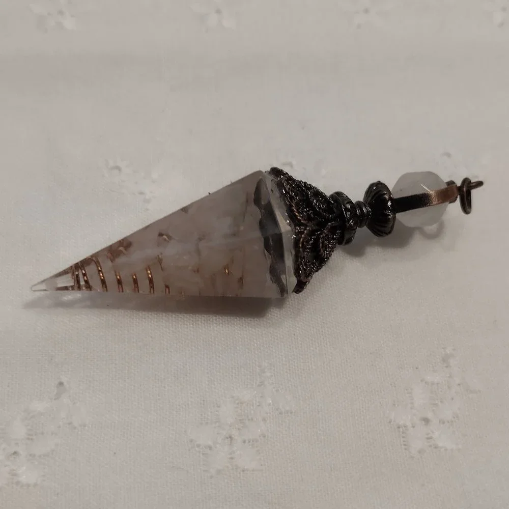 Rose Quartz Chip Crystal Pendulum - Picture 6 of 6